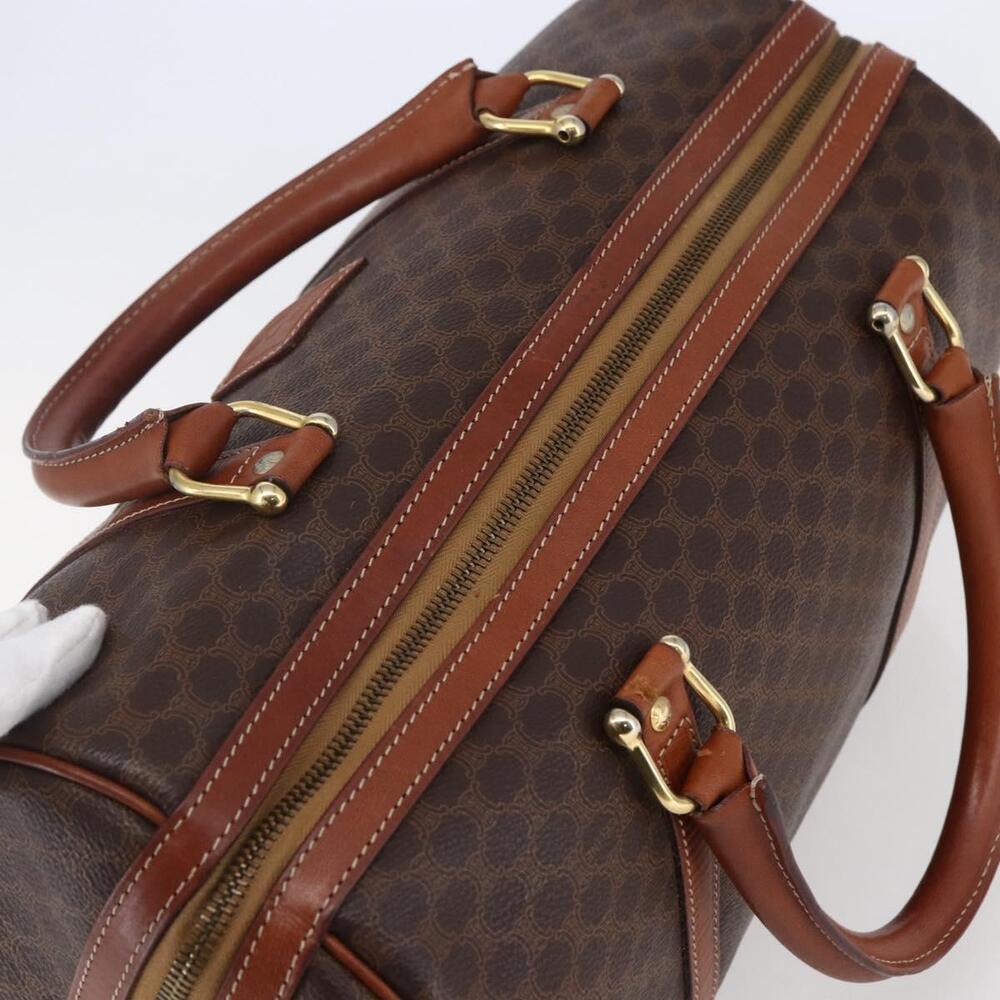 CELINE Macadam Canvas Mini Boston Bag PVC Leather Brown Auth ki6058 - Picture 6 of 16